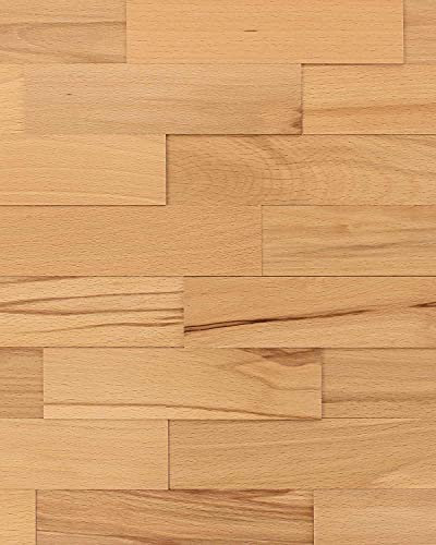 wodewa Wandverkleidung Holz 3D Echtholz Buche Living 1m² Nachhaltige Wandpaneele Moderne Wanddekoration Holzverkleidung Holzwand Wohnzimmer Küche Schlafzimmer