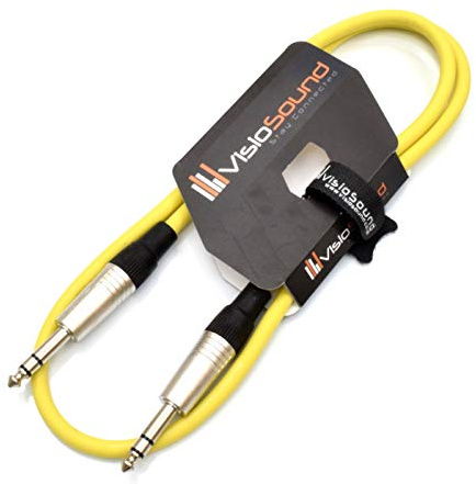 VisioSound Cavo patch audio bilanciato da jack TRS stereo da 6,35 mm a jack TRS (1 m, giallo)