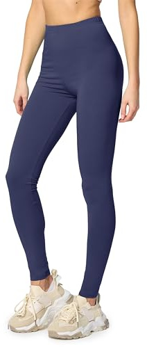 Merry Style Legging Femme Confortables et Extensibles Legging Sport Femme Coton Naturel Respirant Parfait pour Yoga Pilates Fitness Tenue de Sport MS10-198 (Bleu Foncé, XL)