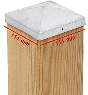3x Chapeau de Poteau Pyramidale 111 x 111 mm en Acier Galvanisé à Chaud – Protection pour Poteaux en Bois 110 x 110 mm avec Trous de Fixation