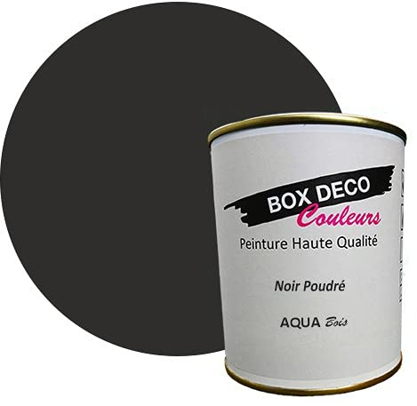 BOX DECO COULEURS Holzfarbe für innen und außen, auf Acrylbasis, Samt-Satin-Optik, Aqua-Holz, 750 ml, Schwarz