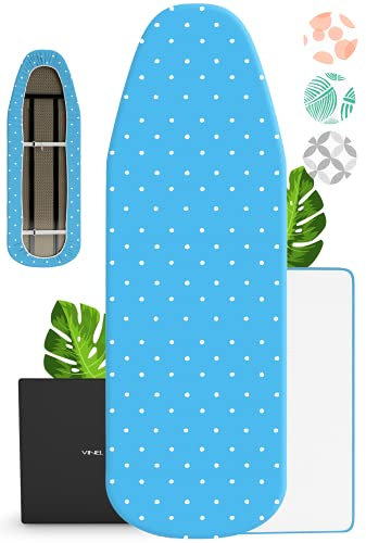 VINEL Bügelbrettbezug für Dampfbügelstation 120x40 | ︎ kräftiger Gummizug ︎ 100% Baumwolle ︎ Komfort Polster | Nr.1 Bezug Bügelbrett mit Polsterung für Dampfstation