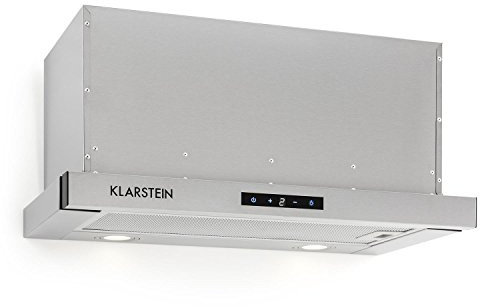 Klarstein Vinea Dunstabzugshaube ausziehbar mit 610m³/h max. Abluftleistung, Flachschirmhaube Einbau, Unterbau, Dunstabzugshaube 60cm breit, Abluft/Umluft, Beleuchtung, Aluminium-Fettfilter, silber
