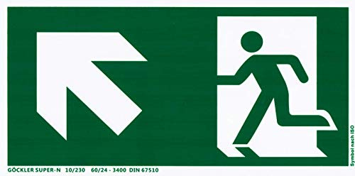 Fluchtweg Notausgang Schild langnachleuchtend Kunststoff Pfeil links aufwärts Größe: 300 x 150mm