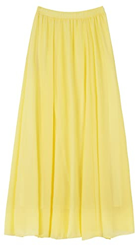 Mujer Chiffon Maxifalda Falda de Chiffon Falda Larga de Mujer para Verano Playa Vacaciones Party Casual - Longitud 100cm Liso Amarillo limón