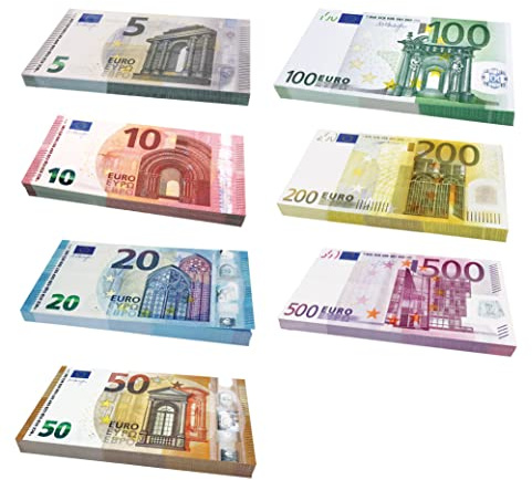 Scratch Cash Bundle 175 Dimensioni Aumentate al 125%, Banconote Finte 25 x 5, 10, 20, 50, 100, 200, 500 Euro, Fac-Simile Euro