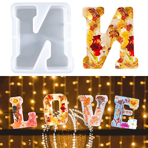 Stampo per lettere grandi per resina, Stampo in resina epossidica alfabeto, Stampo per lettere in silicone 3D, Stampo per torta con lettera da A a Z, Stampo per decorazione per feste di compleanno (N)