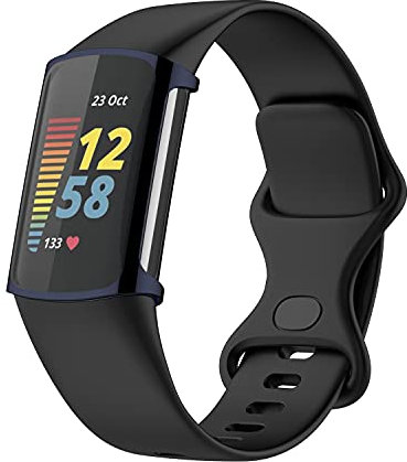 Compatible with Fitbit Charge 5 Screen Protector, Full Coverage Soft TPU Protective Screen Cover Saver Bumper Frame Accessories with Anti-Scratch for Charge 5 Smartwatch (Blue)