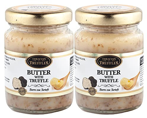 Beurre de truffe, beurre avec truffe blanche borchii vitt, Burro con tartufo, goût et saveur intenses, convient pour les truffes blanches, apéritifs, plats de pâtes, viande, toast, popcorn 2 x 80 g