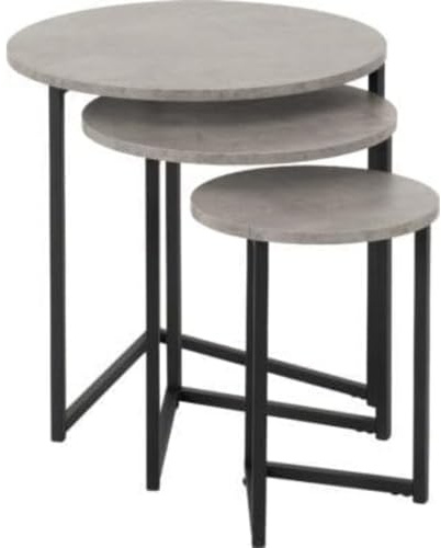 Seconique Athens Round 3Pc Nest Of Tables in Concrete Effect