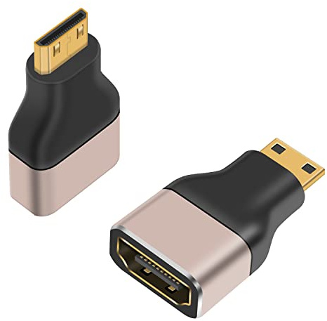 Duttek 8K Mini HDMI to HDMI Adapter (2-Pack),Mini HDMI Male to female HDMI Adapter supporte 8K@60Hz,4K@120Hz,1080P,3D,ARC,HDR,pour projecteur,moniteur,TV