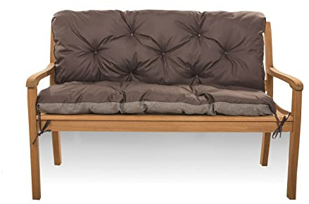 Cojín de asiento para columpio de Hollywood, banco con respaldo, cojín para columpio de jardín, cojín de banco para exteriores (150 x 60 x 50 cm), color marrón