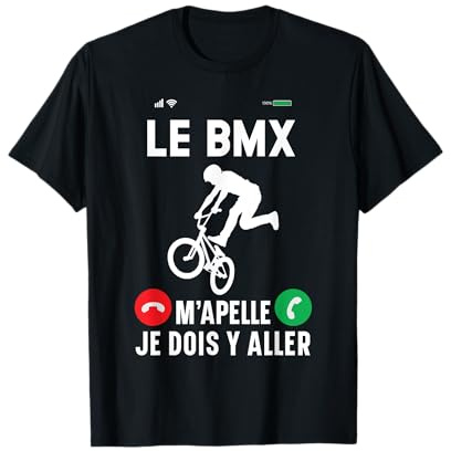 SteMi T-Shirt BMX Cascadeur Cadeau Noir Uni V-Neck Manche Courte Coupe Classique Adulte Homme Sports BMX Fans