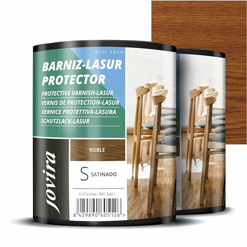 JOVIRA PINTURAS Vernice - Lasur protettiva satinato a base d'acqua. Protegge, decora e impreziosisce tutti i tipi di legno. (2x750 Millilitri, Quercia)