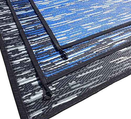 Schlauchland Outdoor Teppich ´´´odooro WAVETEX Platin 2,7m x 3m blau-weiß | VIELE GRÖSSEN + Farben | 450 g/m² Camping Zeltteppich Vorzelt Garten Spieldecke Wohnwagen Camper | Premium