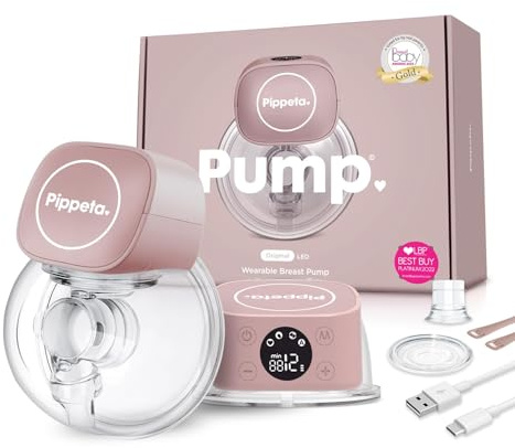Pippeta - Wearable Breast Pump, Hands-Free Design with 12 Adjustable Suction Modes & Auto Timer - 180ml Capacity - Free from BPA, PVC, Lead & Phthalates - Ash Rose
