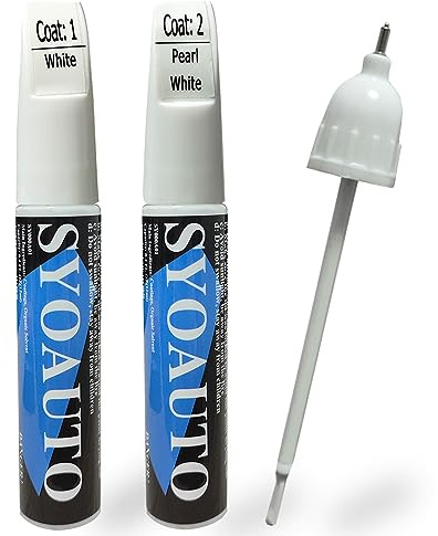 SYOAUTO Pearl White Touch Up Paint for Cars Auto Touch up Paint Scratch Repair Pen Brush and Tip 2 in 1 Pearl White