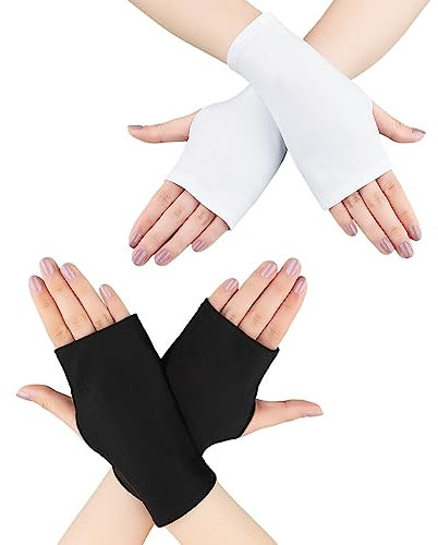 TAFACE 2 Sätze Sonnenschutz-Fingerlose Handschuhe, Fingerlose Handschuhe, Sonnenschutz-Fahrhandschuhe, Elastische Halbfinger-Kurzhandschuhe, Geeignet Für Sonnenschutz Beim Ausgehen, Unisex