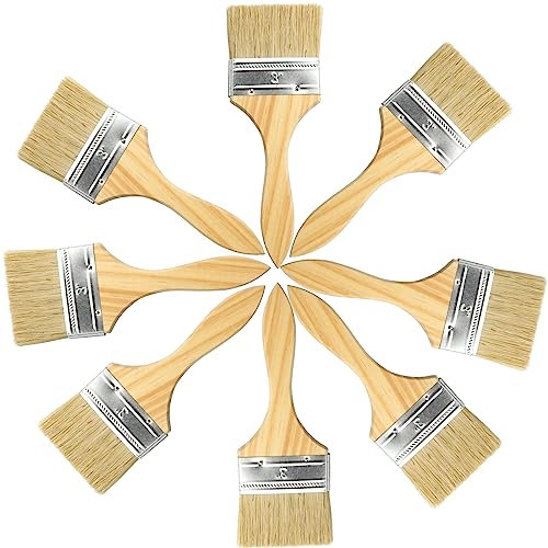 Roellgs Pennelli, 8 pennelli piatti da 7,6 cm per pareti, soffitti, legno, metallo, colla e fai da te per la casa