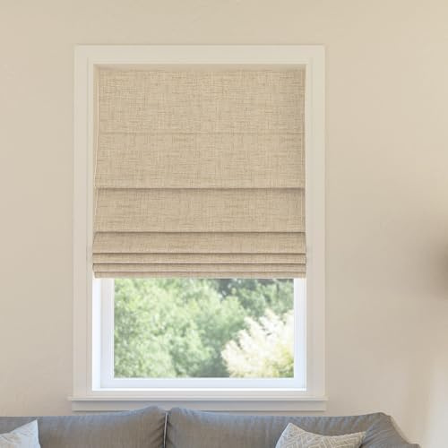 Sun Zero Seraphina Textured 100% Total Blackout Cordless Roman Shade, Taupe, 35 W x 64 H