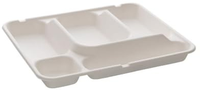 200 Plateaux repas en fibre végétale 5 compartiments sans couvercle 24 * 29,5 * 4,7cm