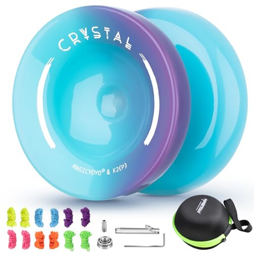 INOVASHON Crystal Responsive Yoyo K2, Professional Trick for Finger Spin, Dual Purpose Yo-Yo for Kids and Beginner, Plastic Unresponsive Yoyo with 12 Extra Strings, Bearing Kit, Case