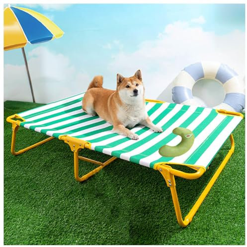 SJWJWOO Faltbares Hundebett mit Kissen, keine Montage erforderlich, kaufest, atmungsaktiv, kühlendes Hundebett für Katzen, Hunde, Camping oder Strand, Grün, XL 119 x 80 x 23 cm