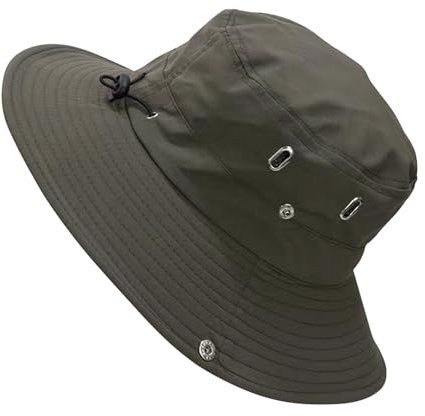 Sonnenhüte mit Schnur für Herren und Damen, leicht, breite Krempe, UV-Schutz, Fischerhut, Sommer, atmungsaktiv, Fischerhüte, armee-grün, One size