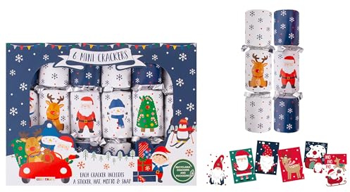 RSW International Knallbonbons für Kinder, Cartoon-Design, Blau und Weiß, Weihnachtsmann und Freunde, Familie, plastikfrei