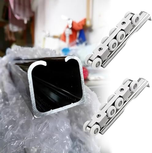 Aluminium Pocket Door Hardware and Track Set, Hidden 8 Wheel Hanger Box Rail for Bathroom Utility Room Hollow Core Closet Doors, Slide Smoothly Quietly, Easy to Install(410cm(161 2/5''))