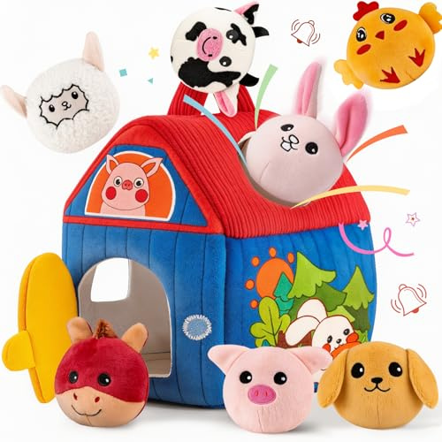 SAIMAND Baby Spielzeug 6-12 Monate, Bauernhof Montessori Scheune