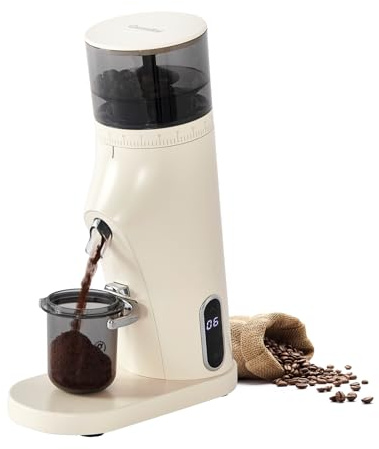 Gemilai Electric Conical Burr Coffee Grinder, Coffee Bean Grinder with Smart 60S Timer, 60 Precise Adjustable Grind Settings for Espresso, 2-12 Cup, Easy to Clean, Durable & Quiet, G9010B White
