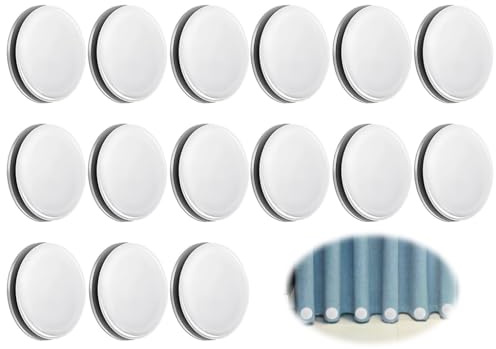 Hitopin Pesi per Tende da Interno, 15 Pezzi Calamita per Tende, Pesi per Tende da Esterno, Pesi per Tende da Doccia con Magneti,per Tovaglie Tende da Doccia (Bianco, Rotondo)