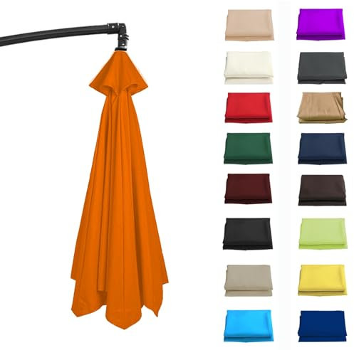 Auvent De Remplacement Pour Parasol De Jardin 6/8 Baleines, Toile De Rechange Pour Parasol Déporté, Protection UV50+, Imperméable(Orange,8 RIBS: 350CM/11.5FT)