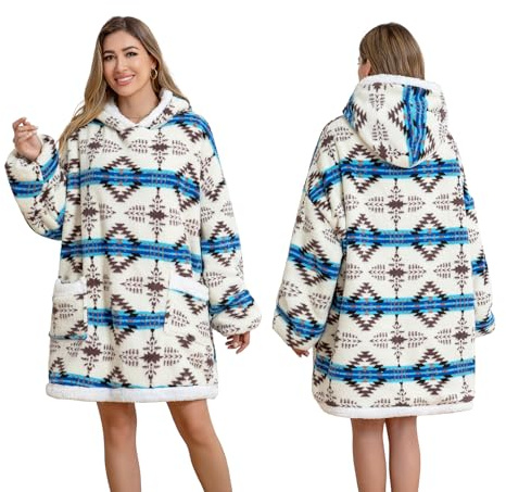 TOUVE 2025 Neues Modell Verdickt Übergroße Hoodie Decke mit Ärmeln, Hoodie Decke Damen, Tragbare Decke zum Anziehen Erwachsene Kuscheldecke Hoodie Decke mit Ärmeln für Damen Herren