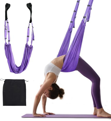 [Domial] Yogagurt für die Tür, Dehnungsband für Stretching & Pilates Lila