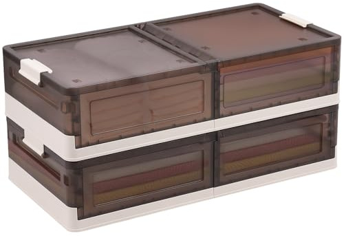 FAHKNS 2 Pack Under Bed Storage with Wheels, 17.2Gal Stackable Under Bed Storage Containers with Lids, Plastic Collapsible Organizer for Clothes and Shoes, Grey