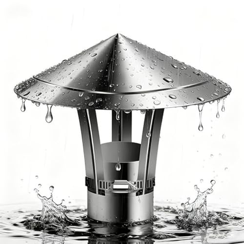 Comignolo Stufa A Pellet 5 9 13 18 23 cm, Cappello da Camino con Parte Superiore Conica, Copertura per Camino Rotondo con Bordo Largo Strumento, Alla Pioggia e Agli Uccelli(30 cm)