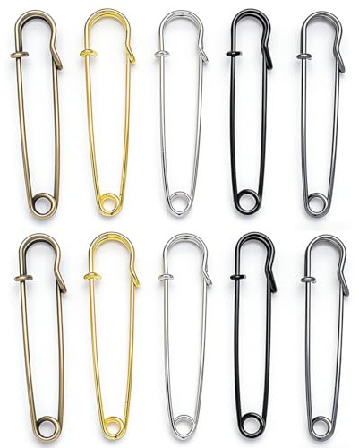 UIEXAY 10 Spille Di Sicurezza Grandi, 10Cm, Extra Grandi, In Metallo, Resistenti E Chiusura A Molla, Per Cuoio, Coperte, Artigianato, Vestiti, Sciarpe, Gonne, Trapunte E Gioielli Artigianali