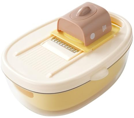Grattugia manuale multifunzione per verdure in plastica e acciaio inox, adatta per cucina e casa, realizzata in plastica sostenibile (giallo)