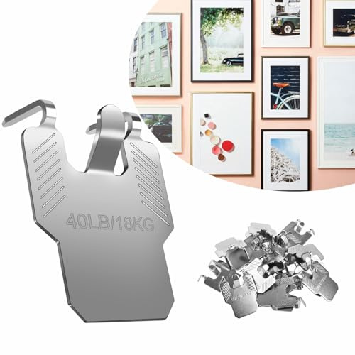 20 ganci per appendere quadri a artiglio per pareti in cartongesso, senza chiodi, kit per appendere quadri a secco, supporta fino a 18 kg, ganci per appendere in modo sicuro immagini, cornici, arte da
