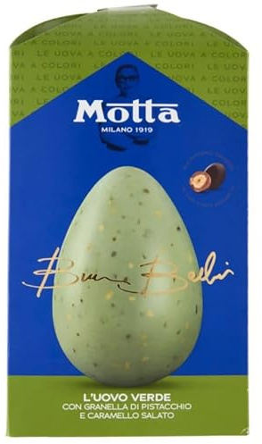 Motta Uovo di Pasqua Verde con Granella di Pistacchio e Caramello Salato, 220 g, Collaborazione Bruno Barbieri