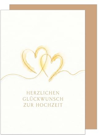 Edition Seidel Premium Glückwunschkarte zur Hochzeit mit Umschlag. Hochzeitskarte Grußkarte Karte Klappkarte Spruch Vermählung Ja-Wort Brautpaar Paar Mann & Frau Liebe Herzen edel gold (H555 SW026)