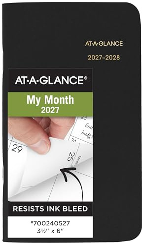 AT-A-GLANCE 2027-2028 Planner, 2-Year Monthly Planner, 3.5 x 6, Pocket Size, Unruled Daily Blocks, Black (700240527)