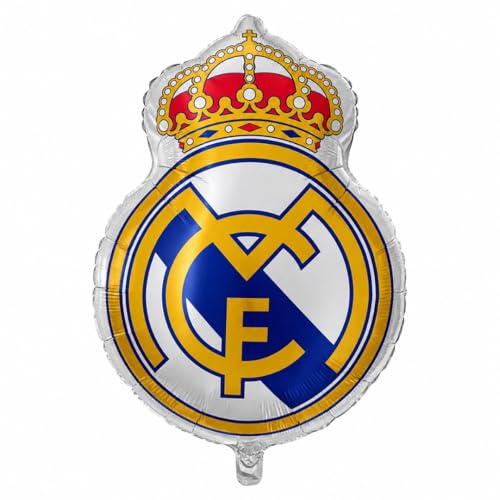 EuroFiestas, Decoracion Cumpleaños Real Madrid, Globo Foil para Cumpleaños Infantil Real Madrid, Decoracion Temática Oficial para Fiestas, Meriendas y Comuniones (80x60 Cm)