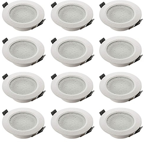 SEBSON Gehäuse für Einbaustrahler Bad IP44 mit GU10 Fassung - Einbaurahmen Alu weiß, Lochdurchmesser 70mm (67-83mm) für Deckenbeleuchtung - 12er Set