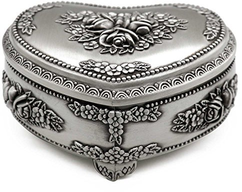 Schmuckkästchen Metall, Schmuckschatulle Mädchen Klassische in Herzform Schmuckkästen Damen Ohrringe Schmuckdose Schmuckbox für Verlobung Heiratsantrag Ringe Schmuckstücke Halskette Geschenk Ring Box