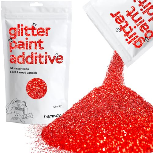 Red Glitter Paint Additive Chunky 100g for Adding Sparkle to Paints & Varnish | Paint Walls Sparkly Add to Emulsion, Acrylic or Lacquer Indoor | Hemway