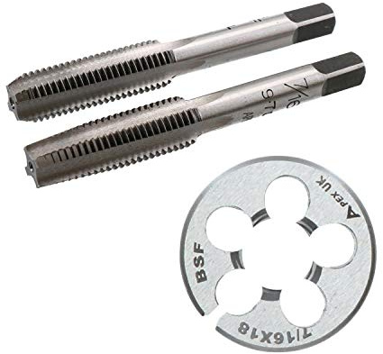 7/16 x 18 BSF Set de tarauds et filieres Taper Plug & Die en acier au carbone