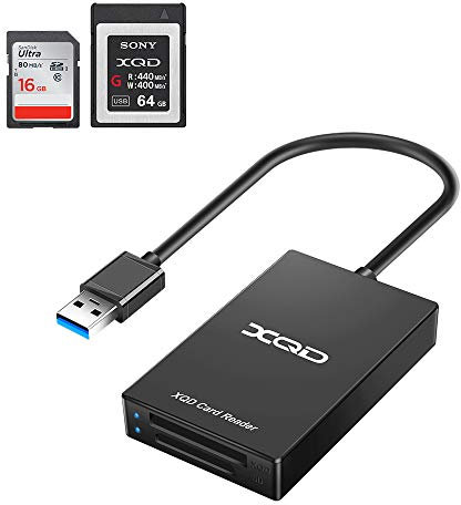 Lector de tarjetas XQD, Rocketek USB 3.0 XQDSD lector de tarjetas de memoria de doble ranura 5 Gpbs Super Speed compatible con Sony GM Series, Lexar 2933x1400x USB Mark XQD, tarjeta SDSDHC para